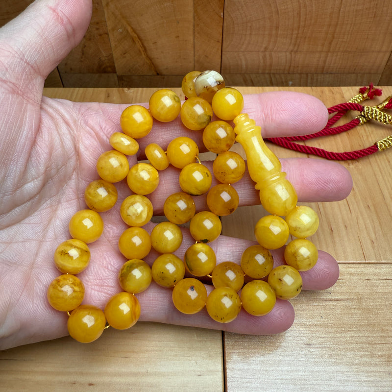 Handmade Antiq Amber Misbaha Tasbih Islamic Prayer Beads 11mm 33.5g