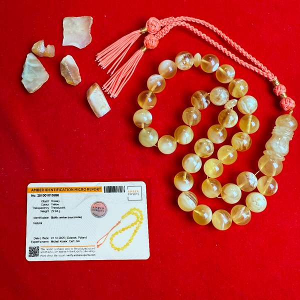 Premium Handmade Amber Tasbih Misbaha مسبحة Islamic Prayer Beads 11mm 30g