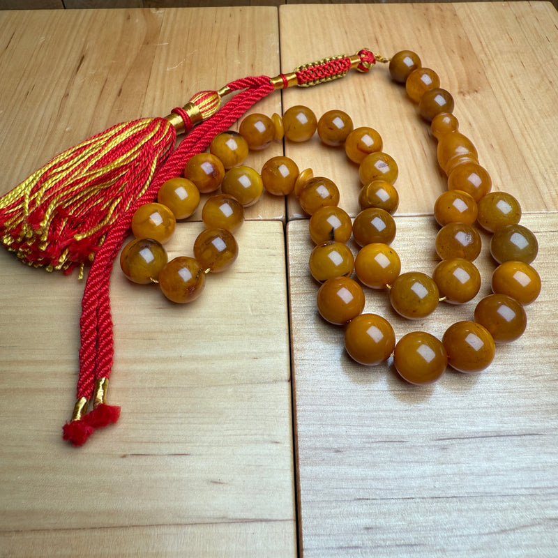 Handmade Antiq Amber Misbaha Tasbih Islamic Prayer Beads 11.5mm 38.5g