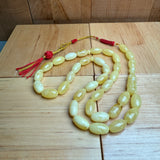 Handmade Y/W Amber Misbaha Tasbih Islamic Prayer Beads 9x16mm 27g