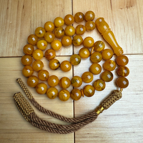 Handmade Antiq Amber Misbaha Tasbih Islamic Prayer Beads 11.7mm 48g