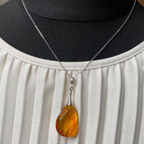 Natural Amber Pendant 925 Sterling Silver Made in Eu Baltic Gemstone 4.5g