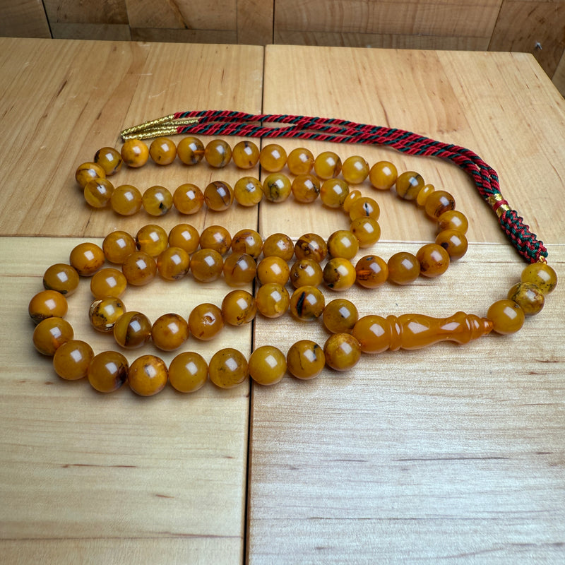 Handmade Antiq Amber Misbaha Tasbih Islamic Prayer Beads 8.3mm 27g