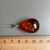 Natural Amber Pendant 925 Sterling Silver Made in Eu Baltic Gemstone 4.5g Gift