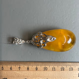 Amber Pendant 925 Sterling Silver Made in Eu Baltic Natural Gemstone 26g Gift