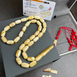 Natural Royal White Amber Misbaha Tasbih 33 Beads | 9x18mm | 45g