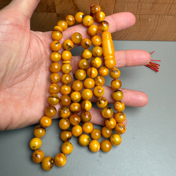 Handmade Antiq Amber Misbaha Tasbih Islamic Prayer Beads 9.6mm 38g
