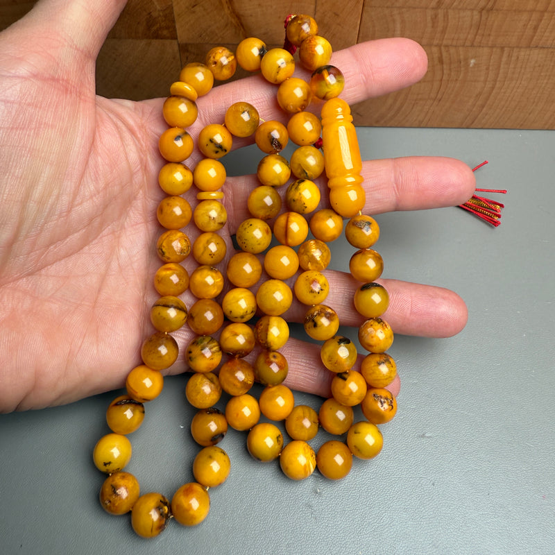 Handmade Antiq Amber Misbaha Tasbih Islamic Prayer Beads 9.6mm 38g