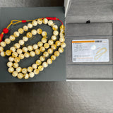 Handmade White Amber Misbaha 10mm 47.1g 66 beads LAB certificate