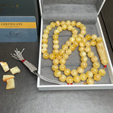 Honey White Amber Misbaha 66 Beads 11mm 60g