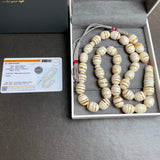 Handmade White Amber Misbaha 12x15mm 64.15g 33 beads LAB certificate