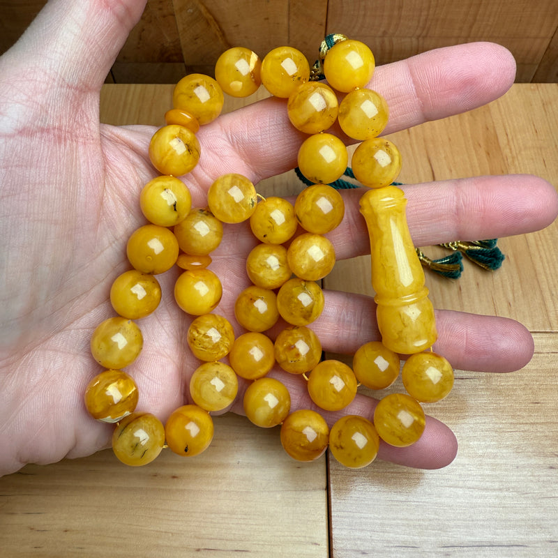 Handmade Antiq Amber Misbaha Tasbih Islamic Prayer Beads 12.5mm 47g