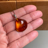 Natural Amber Pendant 925 Sterling Silver Made in Eu Baltic Gemstone 2.5g Gift