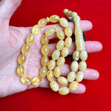 Premium Handmade Yellow Transparent Amber Tasbih Misbaha Islamic Prayer Beads 9mm x 13mm 32.5g