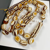 Handmade Honey White Amber Misbaha 12x15mm 59.62g 33 beads LAB certificate