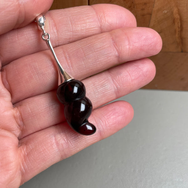 Natural Amber Pendant 925 Sterling Silver Made in Eu Baltic Gemstone 3.5g