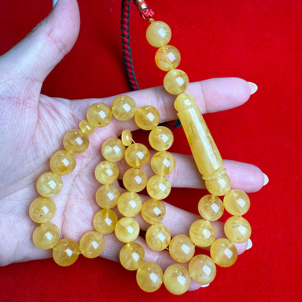 YELLOW AMBER MISBAHA 12.3mm 44.4g