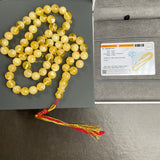 Handmade Yellow Amber Misbaha 10mm 47.8g 66 beads LAB certificate
