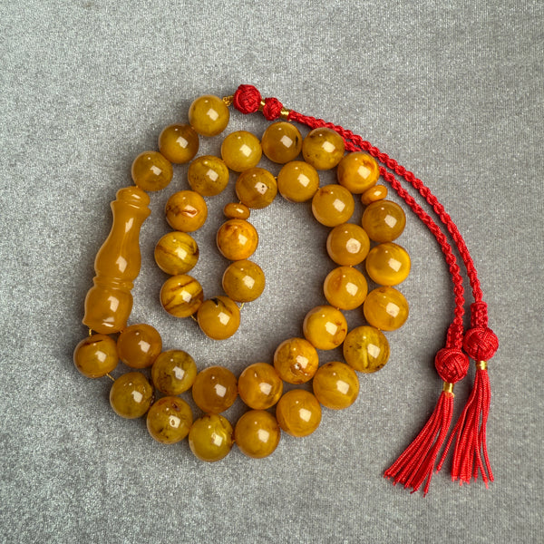 ANTIQ OLD AMBER MISBAHA 12.7mm 45.1g