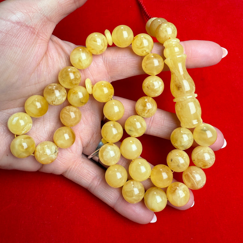 Elegant Amber Tasbih Misbaha 33 Beads  سبحة صلاة 12.7mm | 49.3g