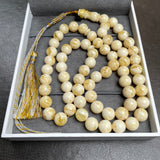 Handmade White Amber Misbaha | 10.7mm | 47.5g | 66 beads