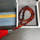 Dark Honey Amber Misbaha Islamic Prayer Beads 6.5x10mm 13g