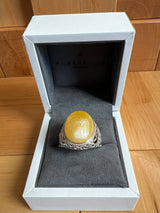 Baltic Amber Men’s Ring – 925 Sterling Silver, Handmade, Adjustable Size