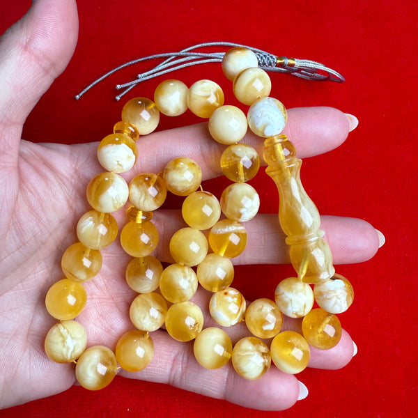 WHITE AMBER MISBAHA 12.2mm 42.5g