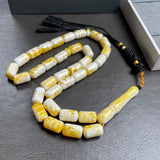 White Pressed Amber Style Misbaha Tasbih 30g | 8x13mm | 33 beads
