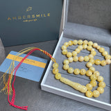 White Baltic Amber Misbaha Tasbih Islamic Prayer Beads 11mm 42g