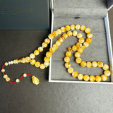 White Pressed Amber Style Misbaha Tasbih – 51.4g 11mm – Islamic Prayer Beads