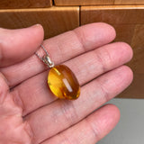 Natural Amber Pendant 925 Sterling Silver Made in Eu Baltic Gemstone 2.5g Gift