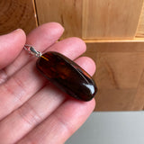 Natural Amber Pendant 925 Sterling Silver Made in Eu Baltic Gemstone 3.5g Gift