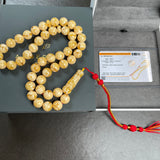 Handmade White Amber Misbaha 12mm 50,24g 45 beads LAB certificate