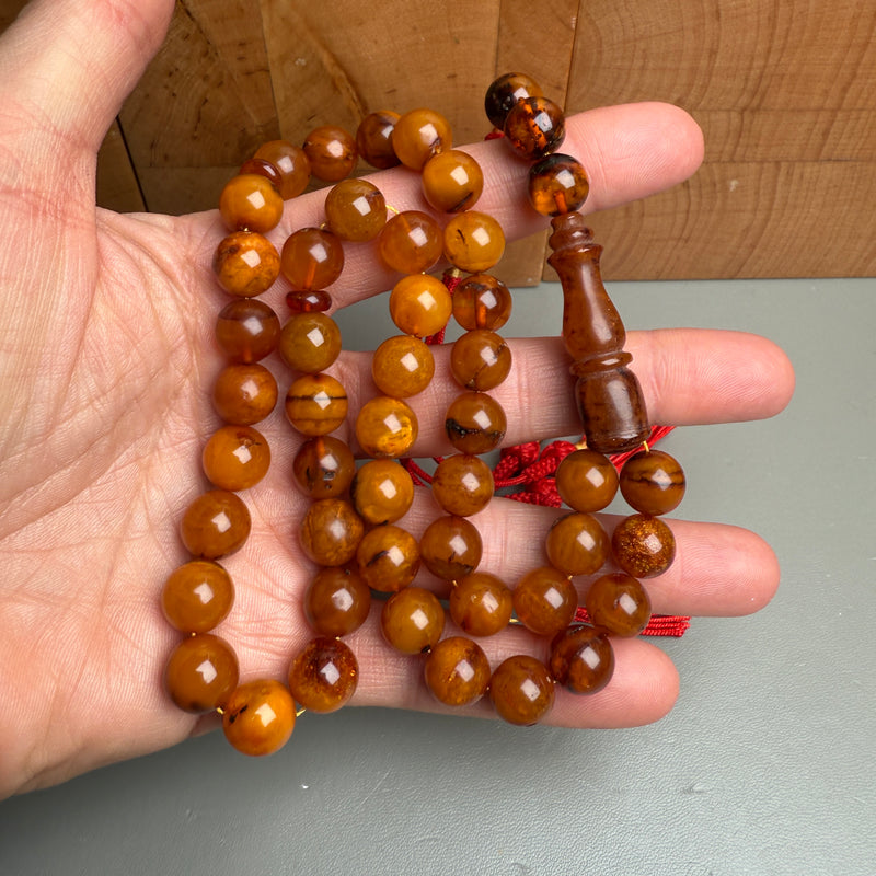 Handmade Antiq Amber Misbaha Tasbih Islamic Prayer Beads 9.9mm 31g