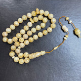 White Amber Tamlika Misbaha Tasbih Islamic Prayer Beads 12.2mm 54.2g