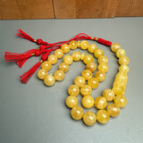 Handmade Yellow Amber Misbaha Tasbih Islamic Prayer Beads 12.1mm 41.8g
