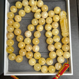 Honey White Amber Misbaha 59 Beads 13mm 84.9g LAB certificate