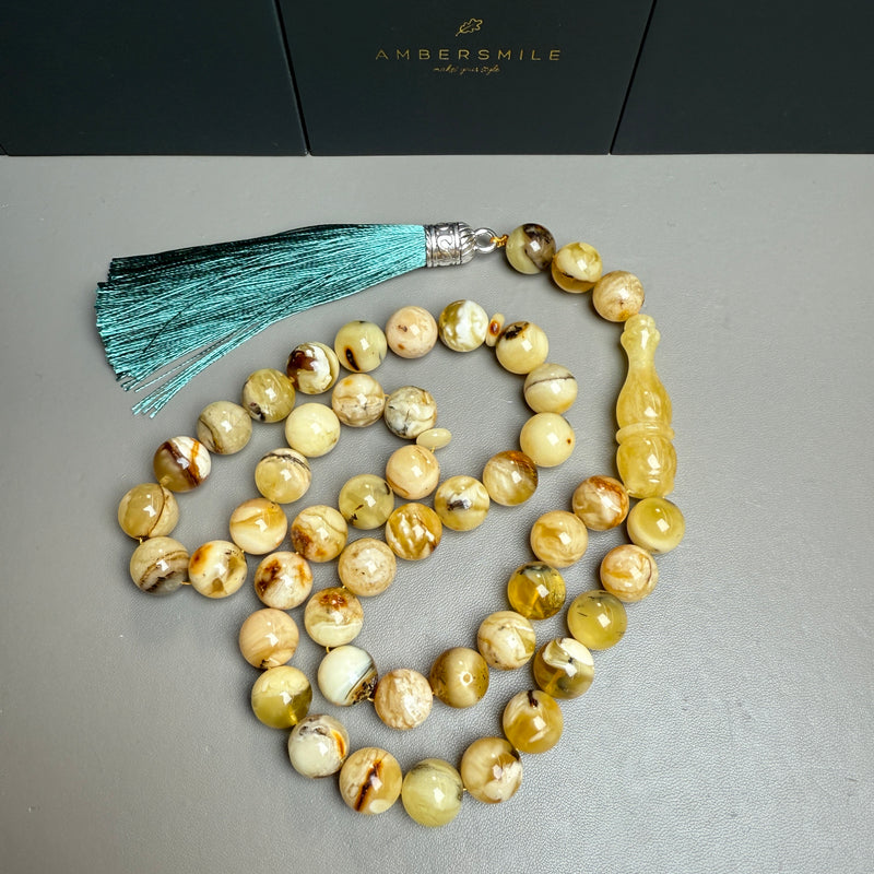Handmade Oreo Amber Tasbih Misbaha Islamic Prayer Beads 11.3mm 44.9g