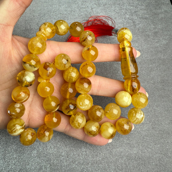 YELLOW AMBER MISBAHA 14mm 65.5g