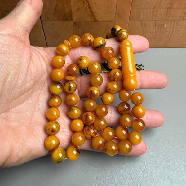 Handmade Antiq Amber Misbaha Tasbih Islamic Prayer Beads 9.8mm 32g