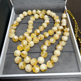 Handmade Honey White Amber Misbaha | 10.6mm | 48.5g | 66 beads