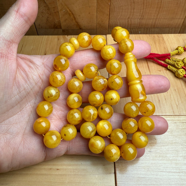 Handmade Antiq Amber Misbaha Tasbih Islamic Prayer Beads 11.6mm 41.5g