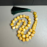 Handmade Honey White Amber Misbaha Tasbih Islamic Prayer Beads 12.1mm 43.2g