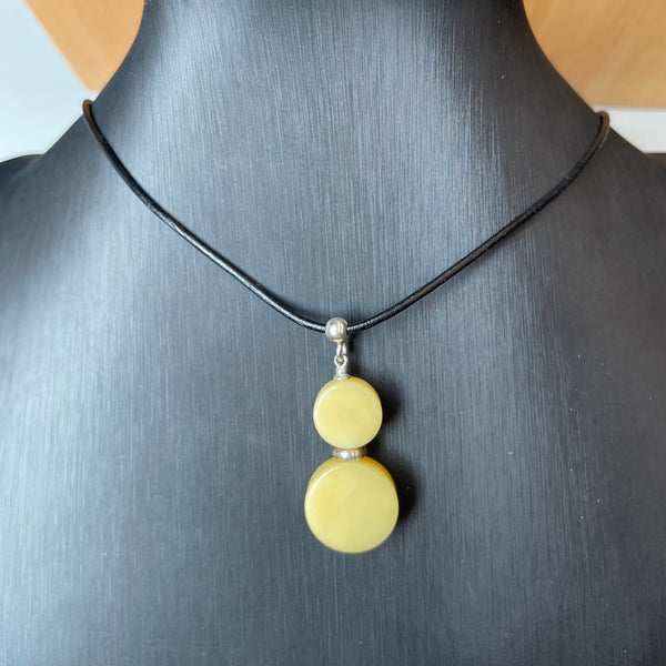 Amber Pendant 925 Sterling Silver Made in Eu Baltic Natural Gemstone 3.5g Gift