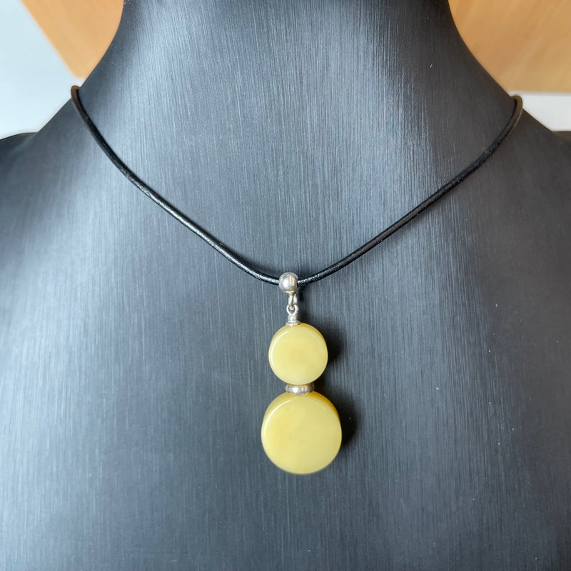 Amber Pendant 925 Sterling Silver Made in Eu Baltic Natural Gemstone 3.5g Gift