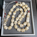 Handmade White Amber Misbaha 12x15mm 63.65g 33 beads LAB certificate