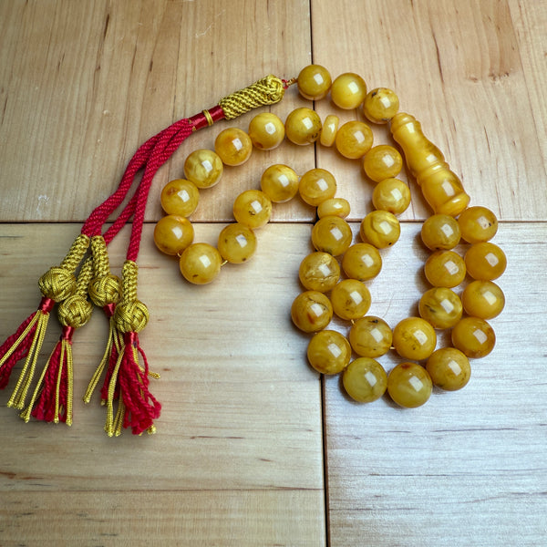 Handmade Antiq Amber Misbaha Tasbih Islamic Prayer Beads 11.6mm 41.5g