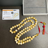 Handmade White Amber Misbaha 10mm 47.1g 66 beads LAB certificate