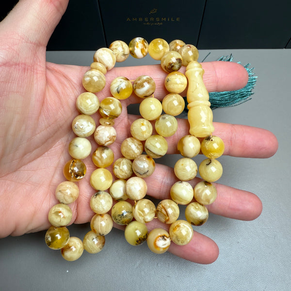Handmade Oreo Amber Tasbih Misbaha Islamic Prayer Beads 11mm 44.6g